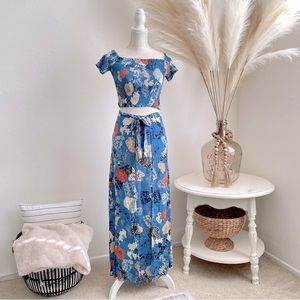 Blue Floral Skirt Set